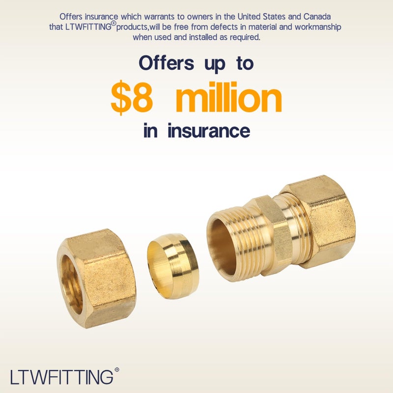 LTWFITTING 5/8-Inch OD Compression Union,Brass Compression Fitting(Pack of 5) - Image 4
